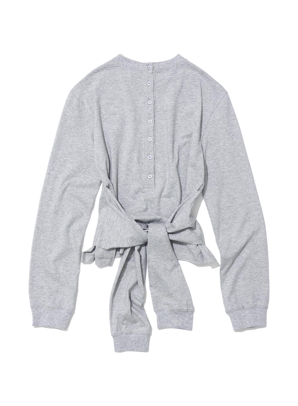 [WOMEN] LAYERED SLEEVE-TIE LONG SLEEVE TOP_MELANGE