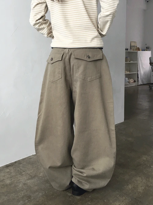 플립 뒷포켓 와이드 팬츠 (4colors)