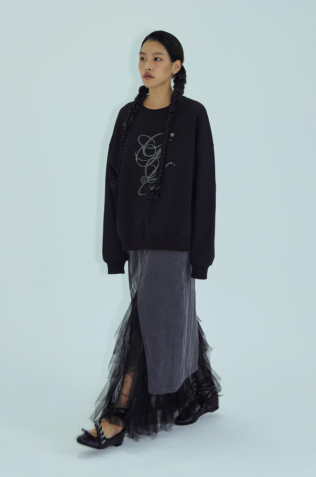 G_TUTU LAYERED COTTON SKIRT / BLACK