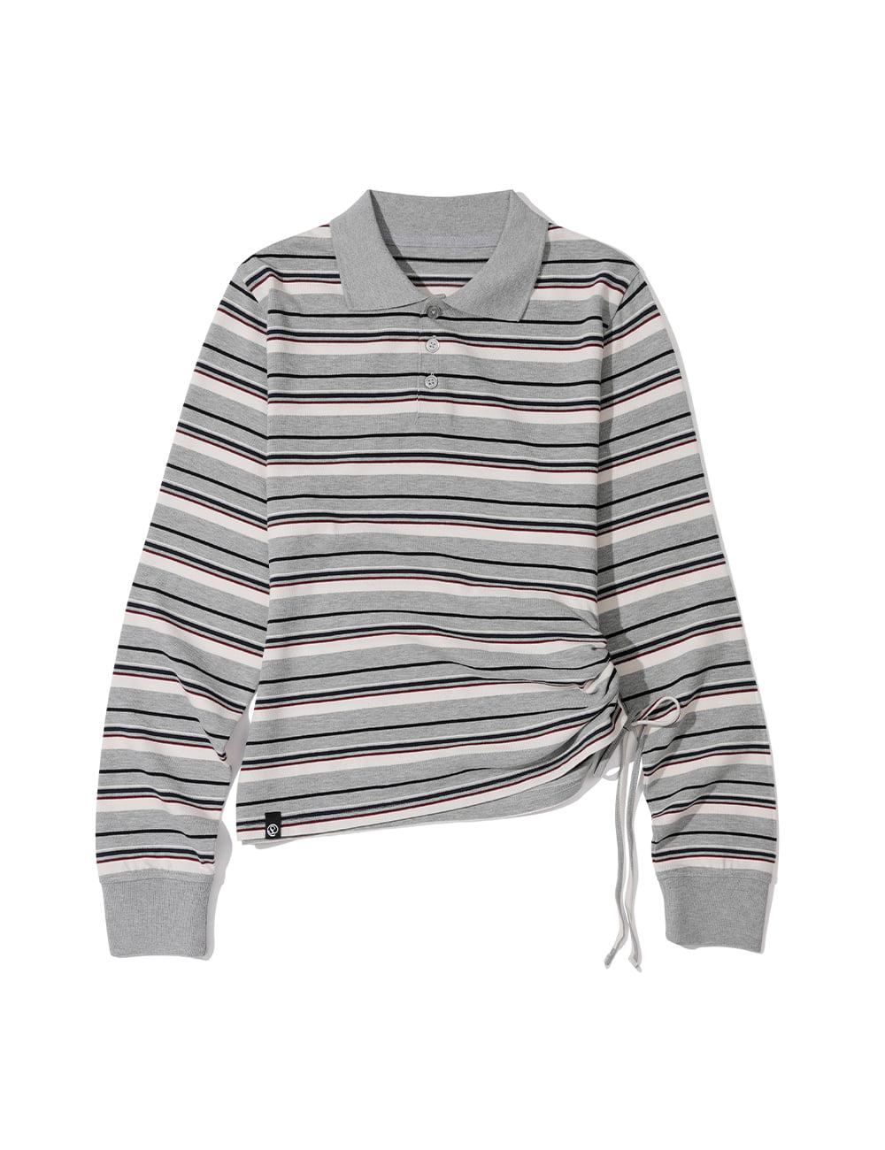 (9.18 예약)W. 슬림핏 스트라이프 셔링 카라 롱슬리브 [GRAY]_SEWTS014GRAY