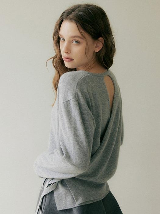 [3color][cashmere] 154  tie layered knit