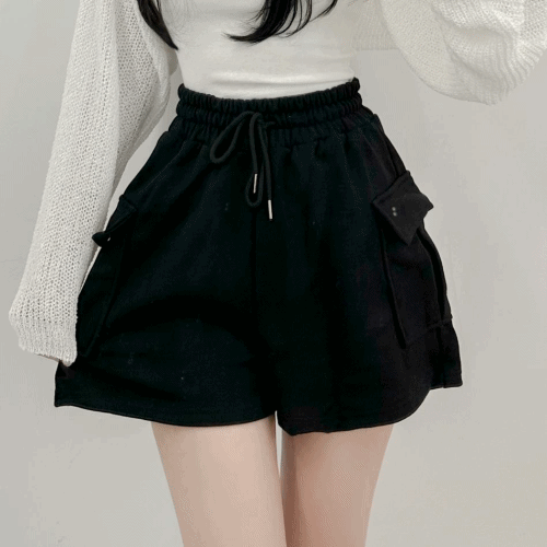 [골반부자핏💛꾸안꾸]미미 하이웨스트 카고반바지] 카고바지 카고팬츠 골반볼륨 반바지 팬츠 포켓 쮸리 교복 포켓반바지 허리밴딩 카고츄리닝 카고트레이닝