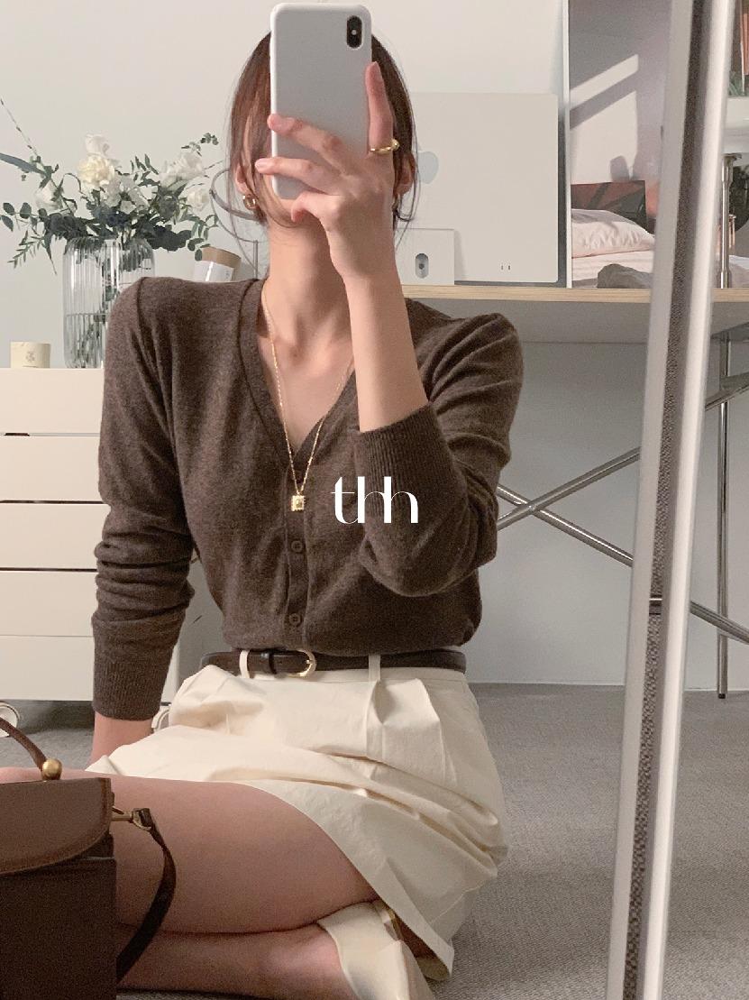 (10/6 순차출고) [thoughts] 케이시 캐시미어 브이넥 가디건 (무료배송, 브라운)
