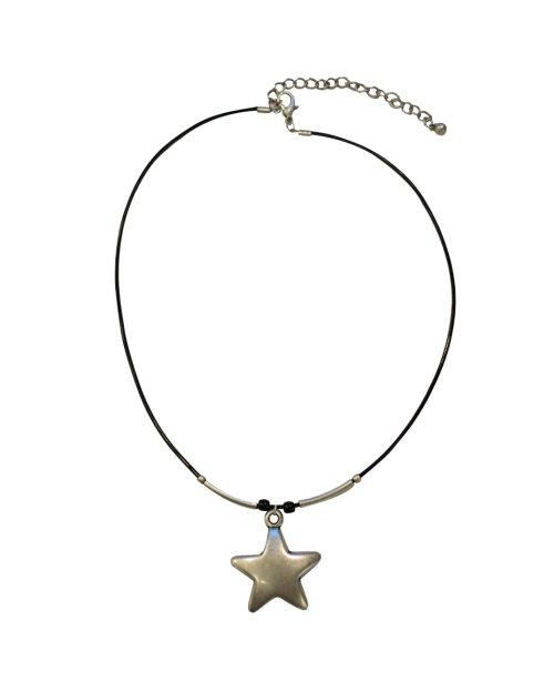 Bold Star Necklace_[Black Silver]