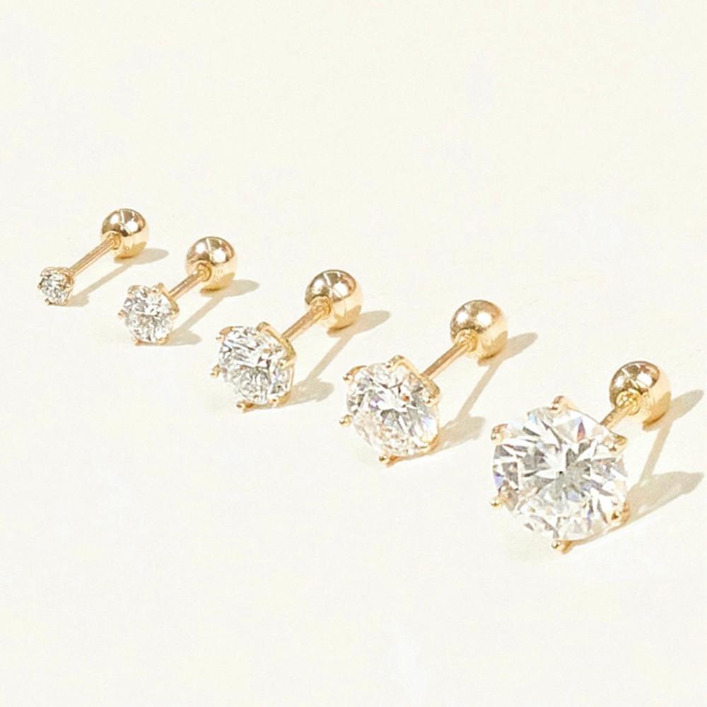 14K 랩다이아 피어싱 2mm1부3부5부1캐럿 다이아귀걸이