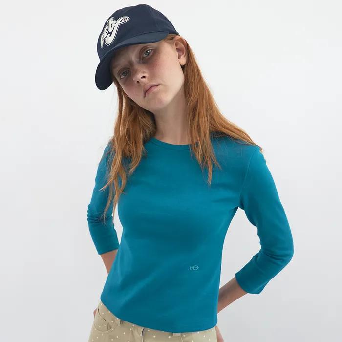 베이직 3/4 슬리브 셔츠 (Cobalt Blue)