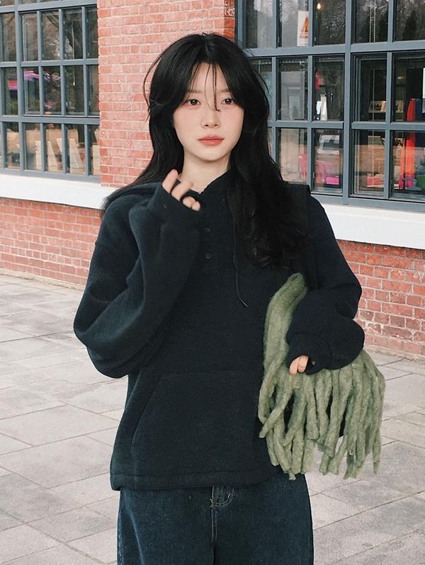 슬로우앤드 [오늘드림🚚]  made. 캐쥬얼 여리핏 니트후디 (속기모) - 3 color