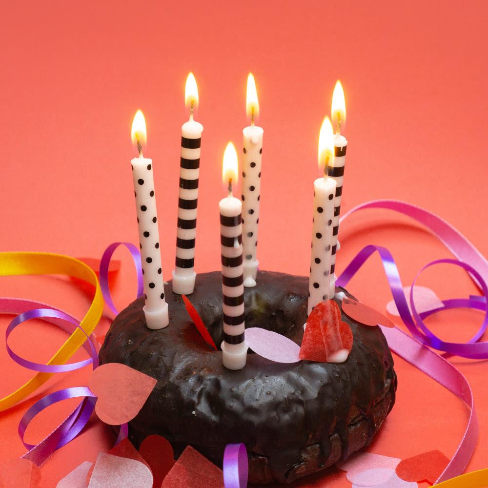 유어캔들 생일초 스트라이프 앤 도트 - 블랙