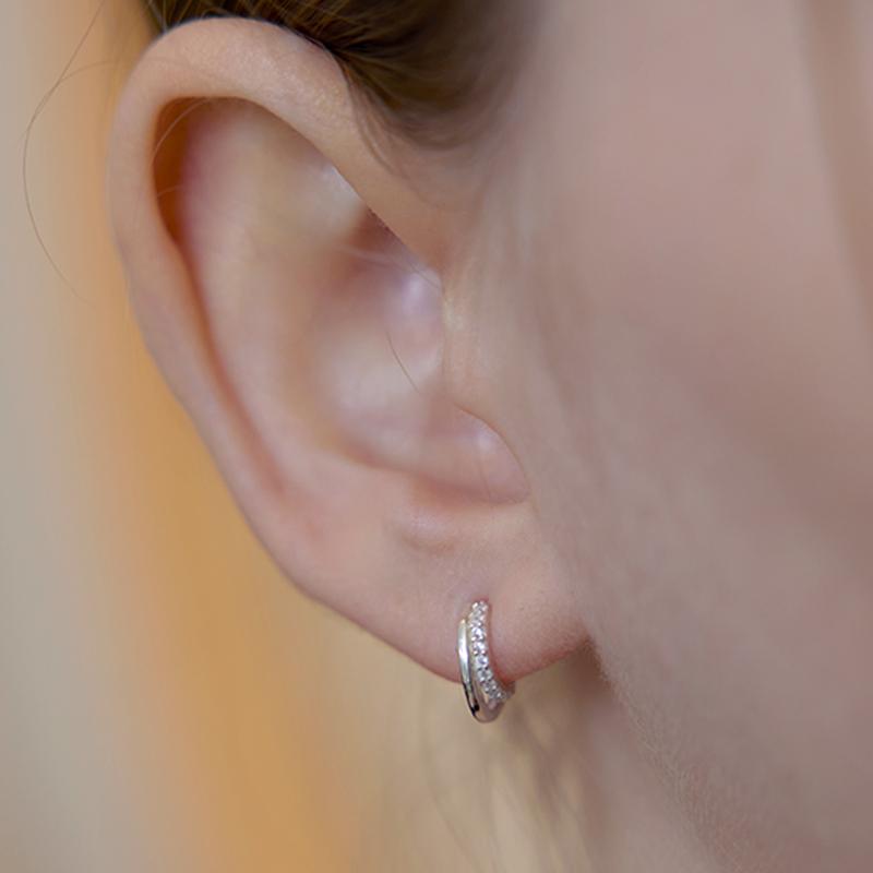 [6mm+10mm 진주귀걸이 증정] 클리어 라인 후프 귀걸이