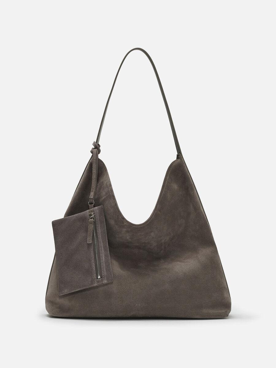 Pulpy hobo bag Suede Mocha tint gray