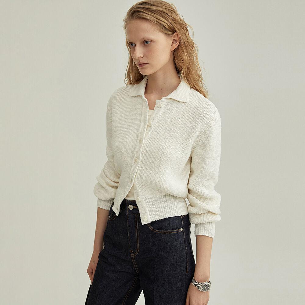 UNISEX OPEN COLLAR KNIT CARDIGAN OFF WHITE_UDSW2A105OW
