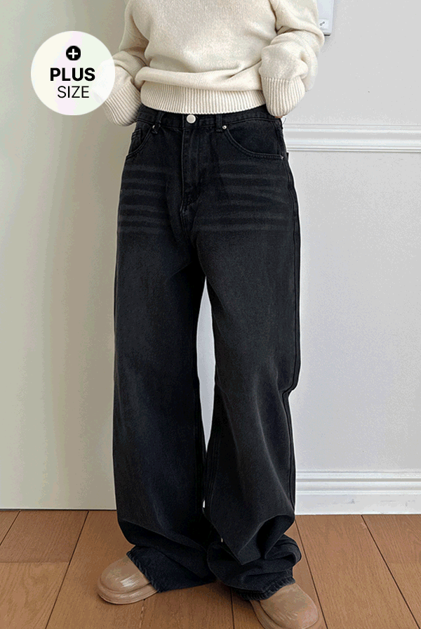 언니살롱 [빅사이즈~3XL]3단 기장 워싱 데님 팬츠(1color)