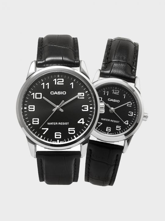 [CASIO] 텐피엠 카시오 커플가죽시계 V001 블랙블랙