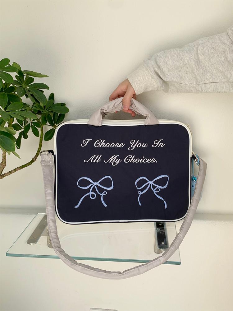 수심 Ribbon Peace Bag(2 color) 리본 노트북 가방 맥북 손잡이 숄더