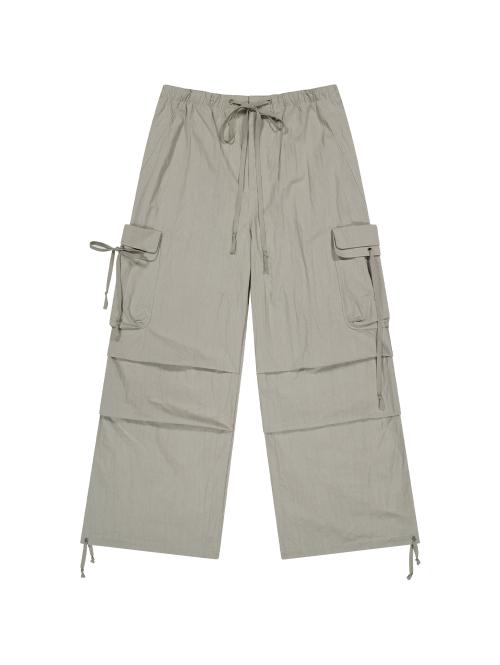 STRAP WIDE PARACHUTE PANTS [BEIGE]