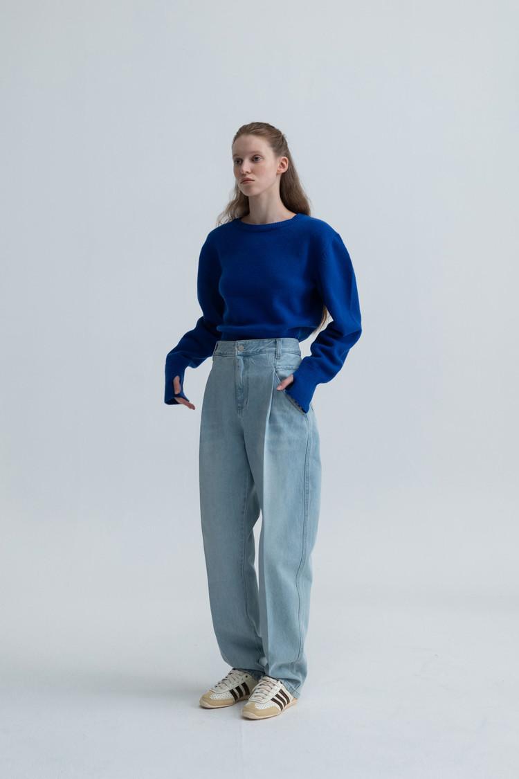 [2차 재입고] puff sleeve round knit (cobalt blue)