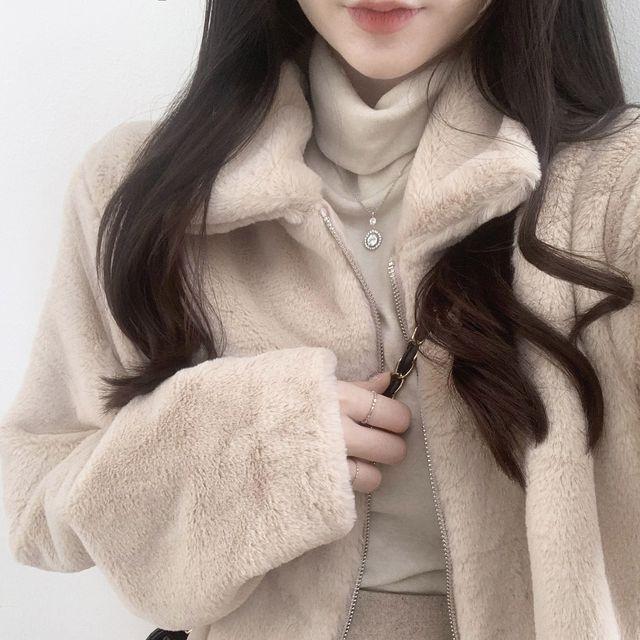 윈터 카라 페이크 퍼 자켓_코튼로그