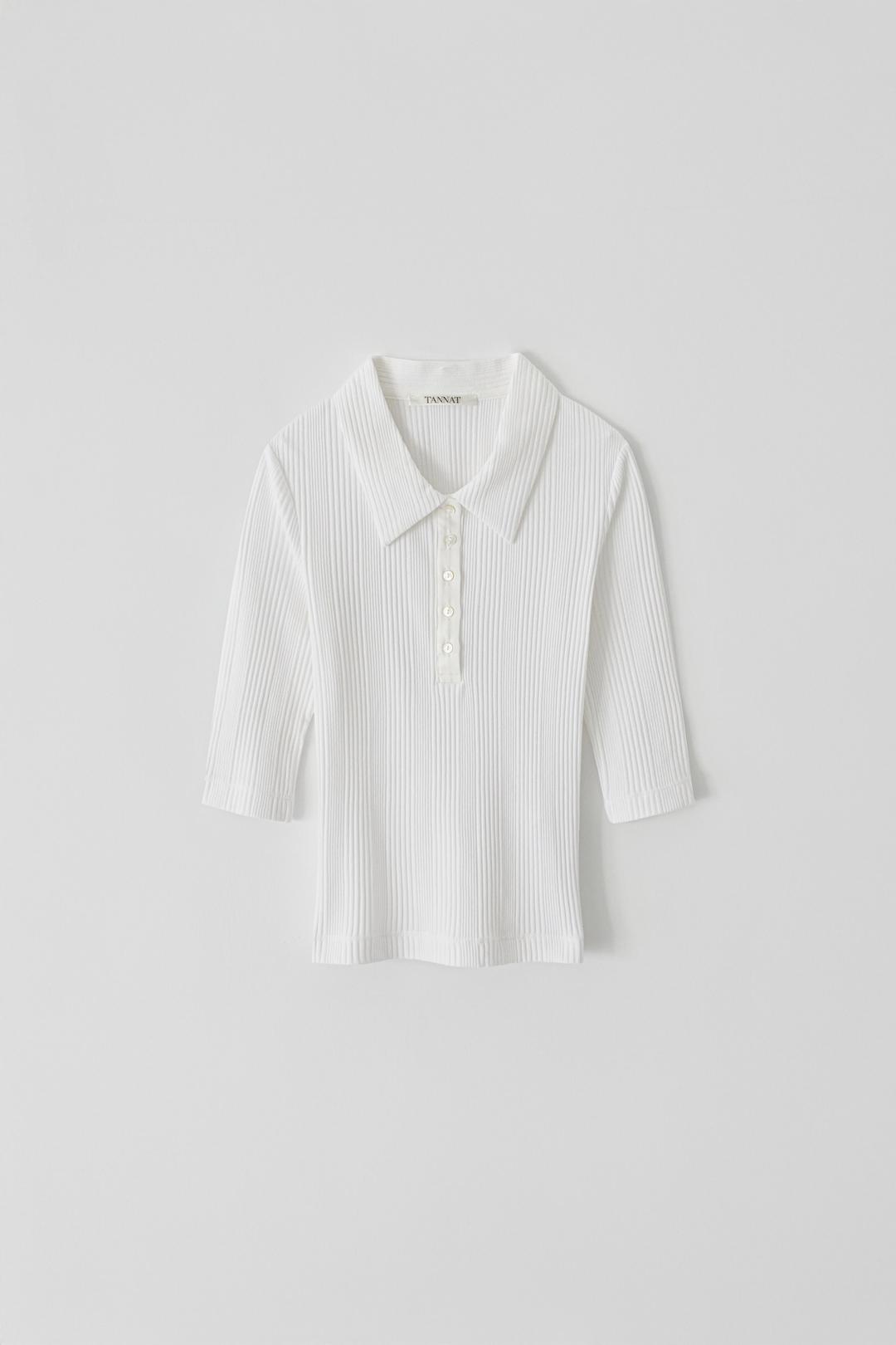 (2nd re-stock) T/T Ribbed collar v t-shirt (white)