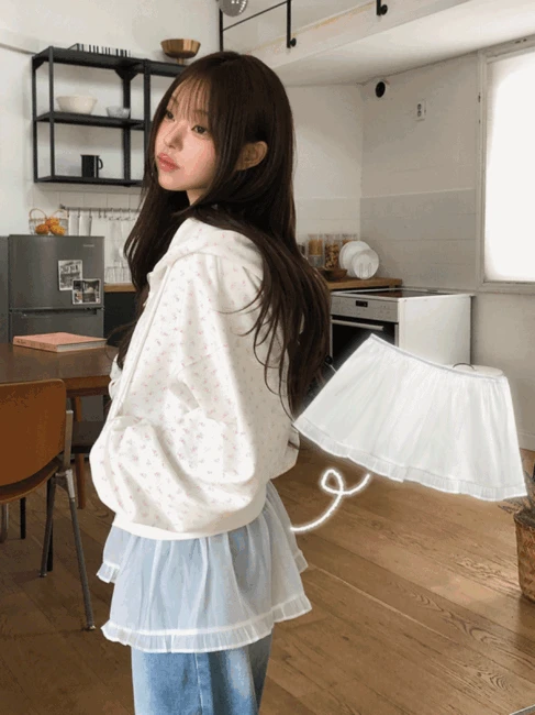 [레이어드필승템🎀] 케시 시스루 프릴 스커트 - 1color