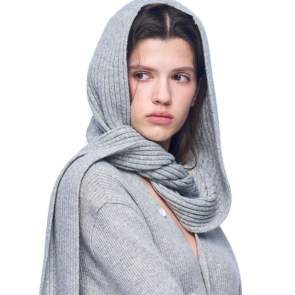 MACHALU HOOD MUFFLER, HEATHER GRAY