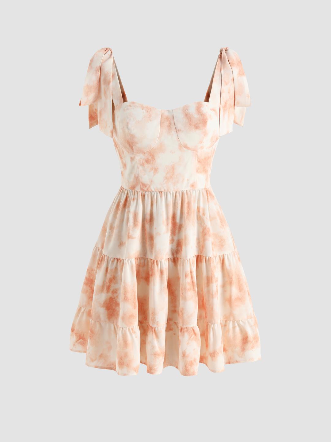 Tie Dye Sweetheart Tiered Mini Dress