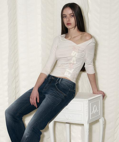 Julie Unbal Patch Top (Vanilla)