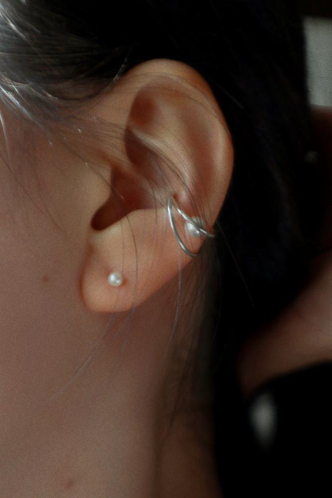 925silver 뉴문 펄 이어커프 귀찌 (1ea) - 무드크로키