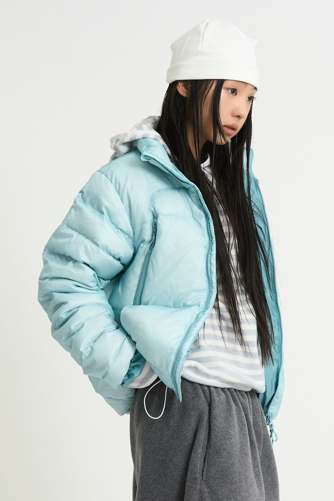 모듈 립스탑 덕다운 패딩