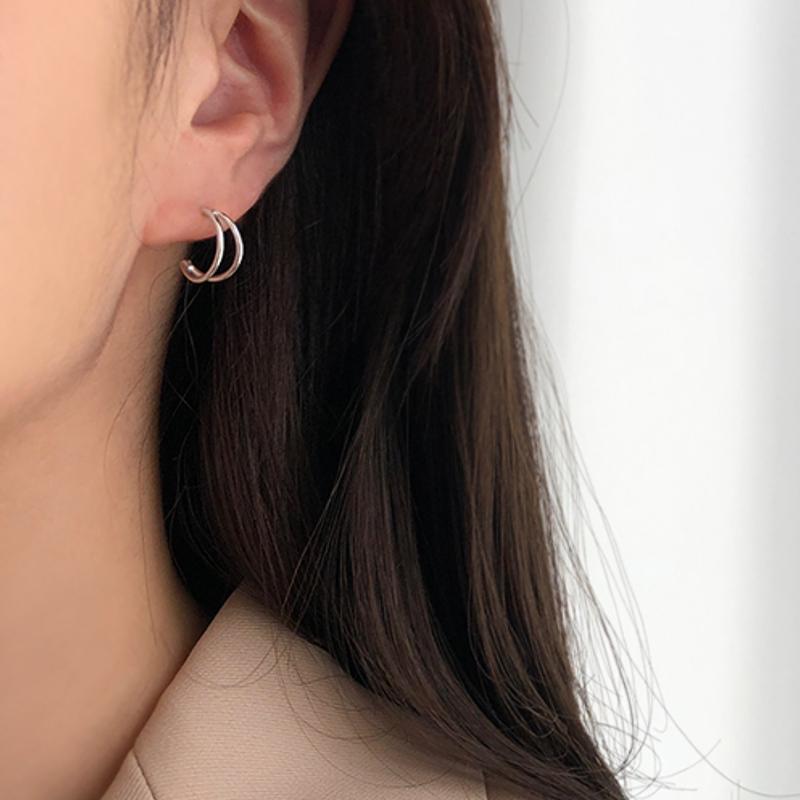 미니멀 2라인 오픈 링귀걸이