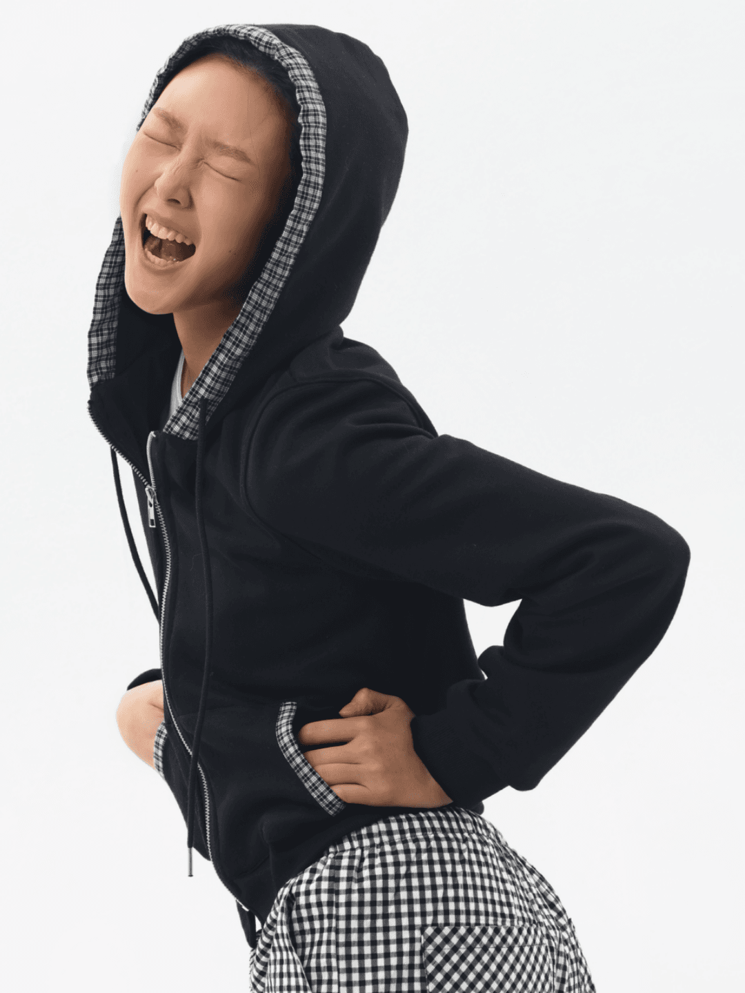 Check Opening Daily Hooded Zip-Up _Black