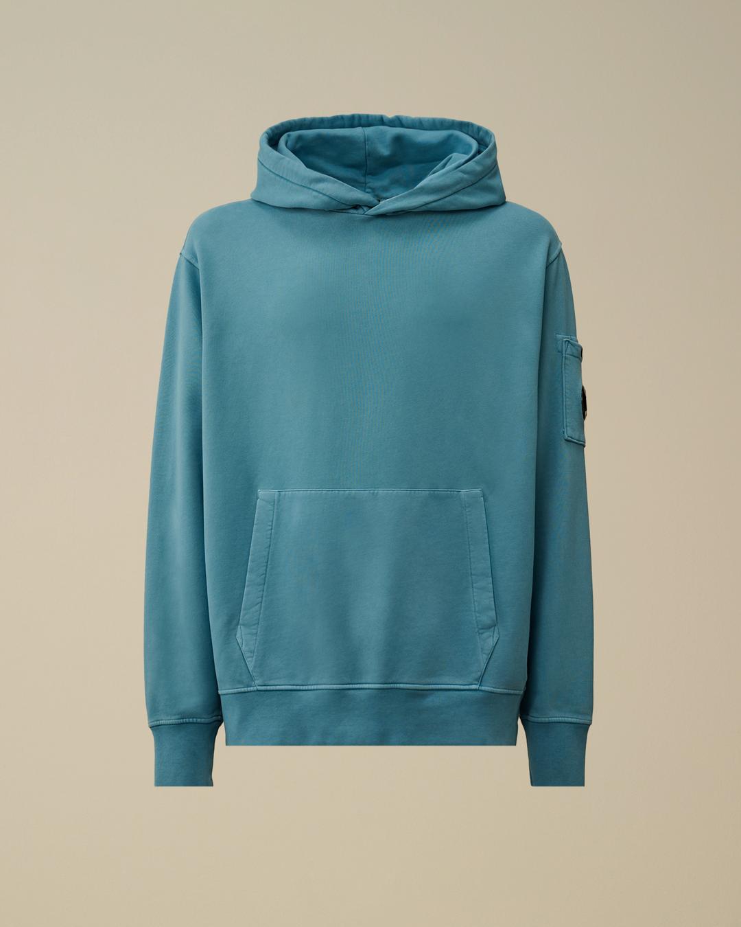 Brushed and Emerized Diagonal Fleece Hooded Lens Sweatshirt