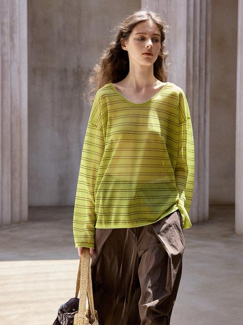 Poki 린넨 스트라이프 니트