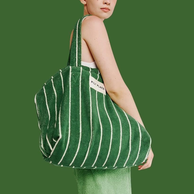 테리 토트백 Terry Tote Bag Green Pin