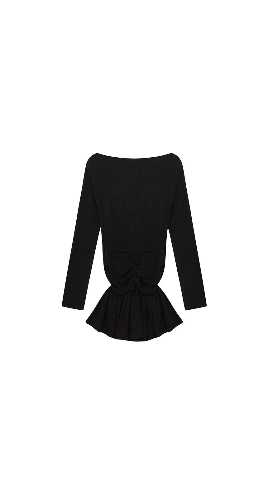JERSEY FRILL DRESS BLACK   48-HOUR LIMITED SALE