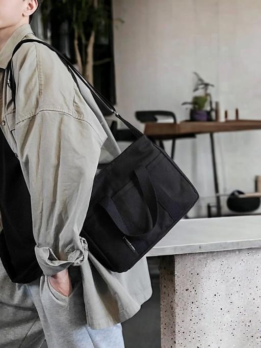 3컬러 코팅캔버스 스퀘어 멀티포켓 미니백 가방 에코백