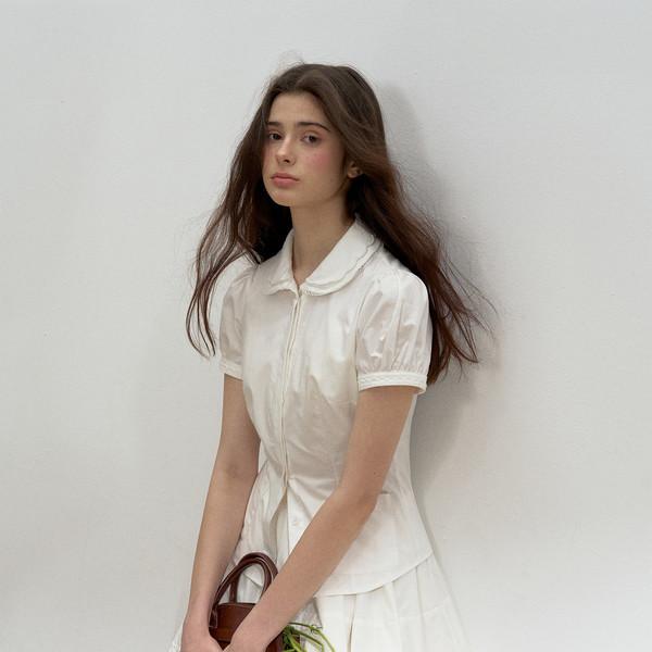 Wave Lace Edge Shirt & Skirt Set-up