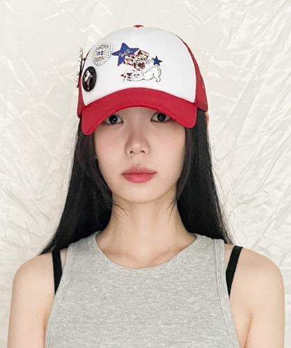 Lucky Star Cat Red Button Cap