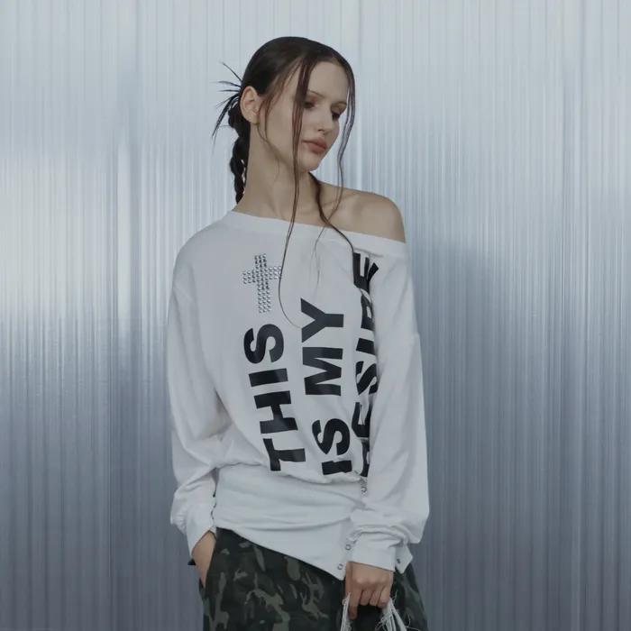 BOLD LETTERING LOOSE TOP / WHITE