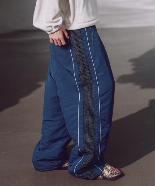 XP312 체크 나일론 퀼팅 패딩 팬츠 (NAVY)