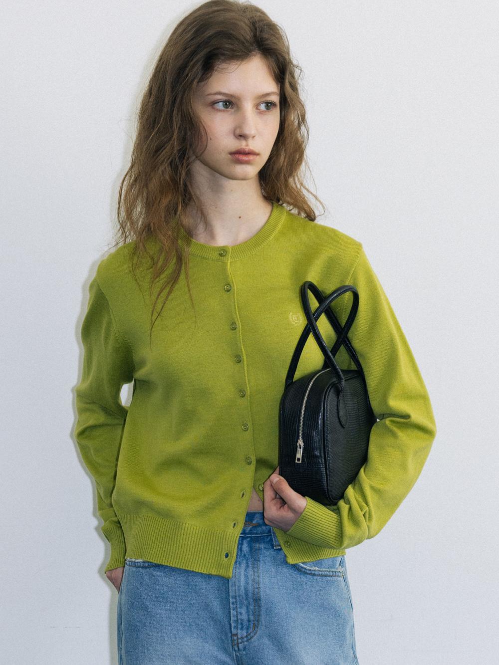 BASIC ROUND LONGSLEEVE CARDIGAN, GREEN