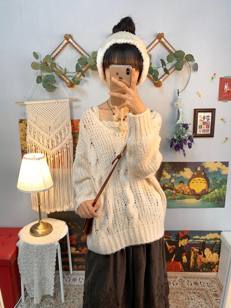 Melting twist knit ( cream, mocha )