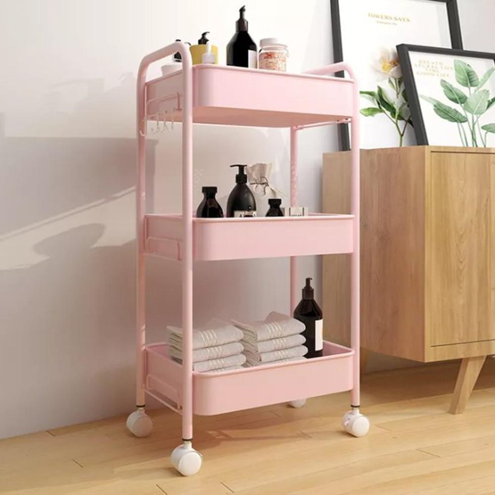 모던 이동식 무빙 3단 트롤리 철제 웨건 주방 카트