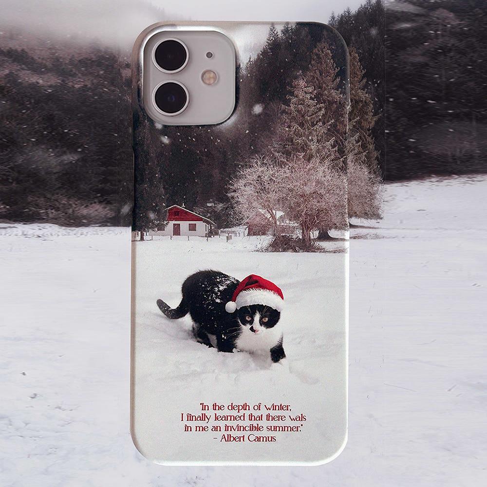 산타 고양이 케이스 겨울 눈 케이스 아이폰16 맥세이프 케이스
