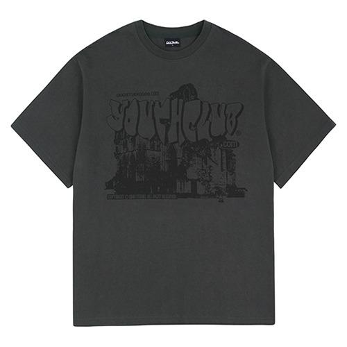 유스클럽 그래픽 오버핏 티셔츠 - CHARCOAL