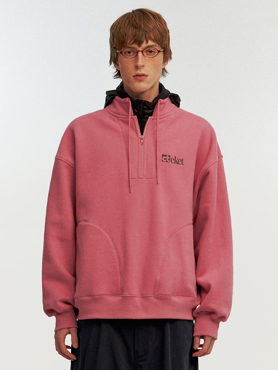 Plan Half Zip-Up Sweatshirt Pink