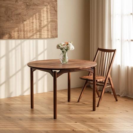 프롬 원형 원목 테이블 월넛