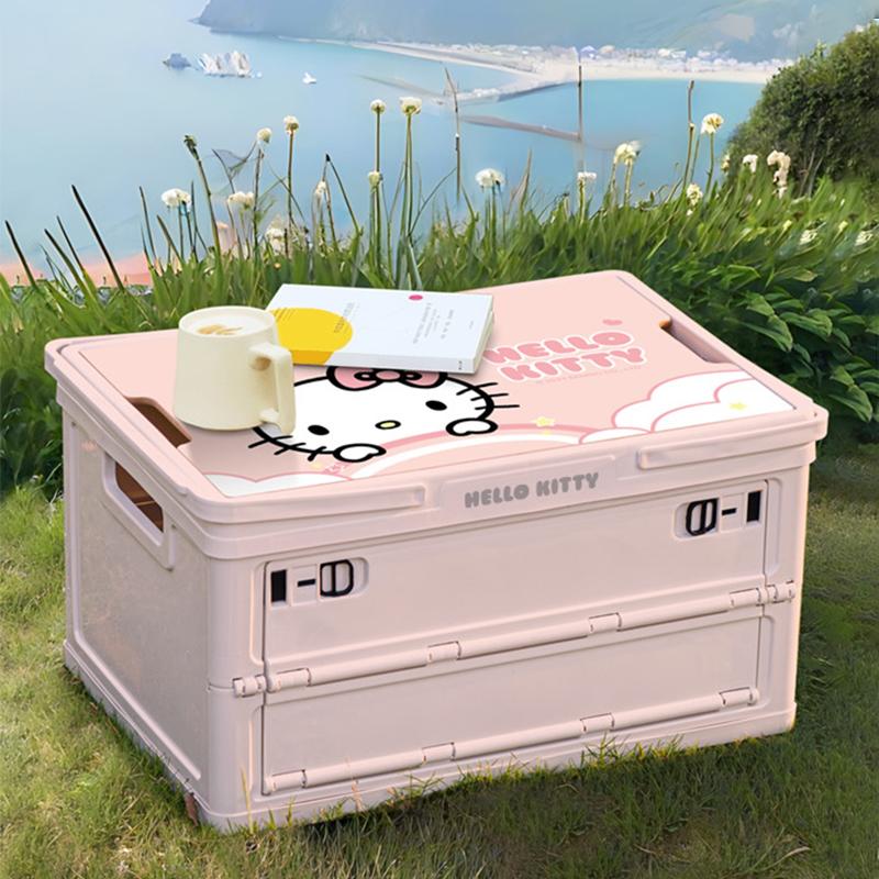 키티 핑크 차량용 트렁크 정리 피크닉 수납함 수납박스 접이식 폴딩박스 30L