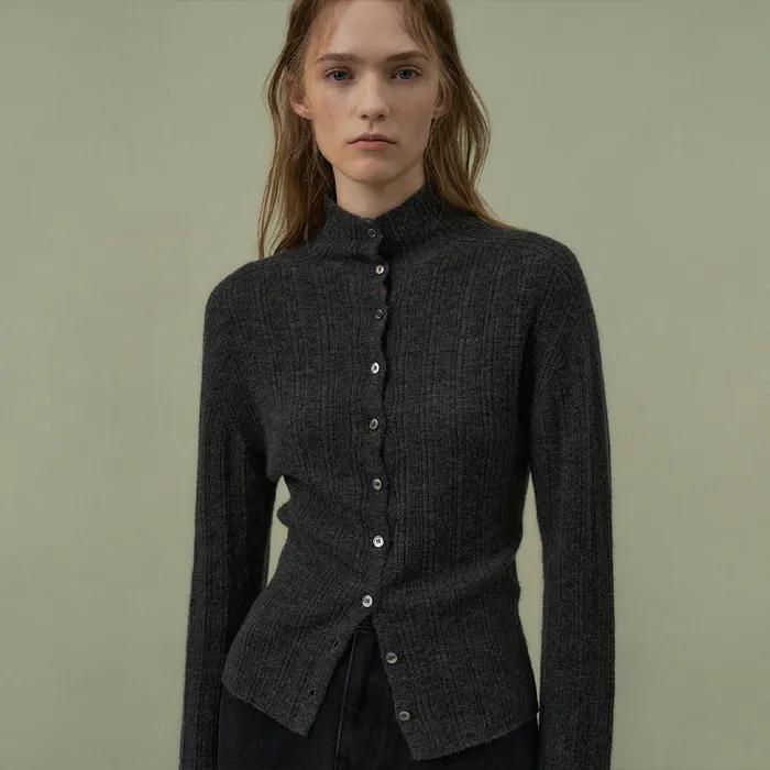 [5차 리오더] Baby Alpaca Holgament Cardigan[LMBEAU24KN258]-Charcoal