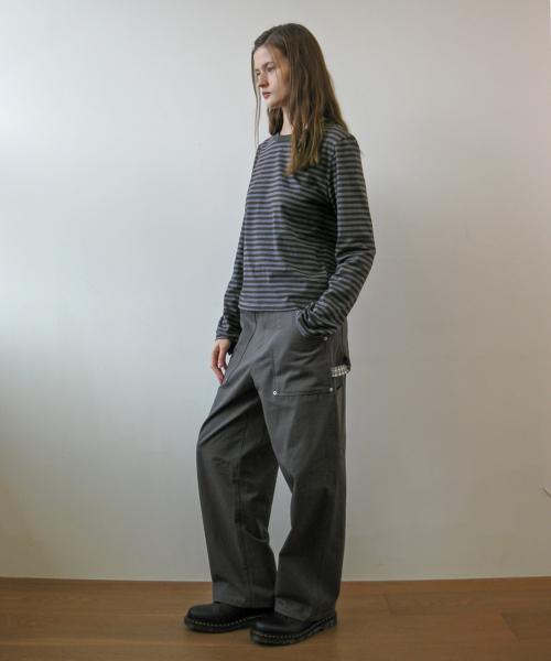 Check pocket carpenter pants, khaki