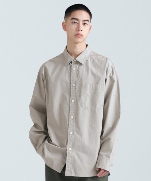 릴렉스드 워시드 포플린 셔츠 [라이트 웜 그레이]